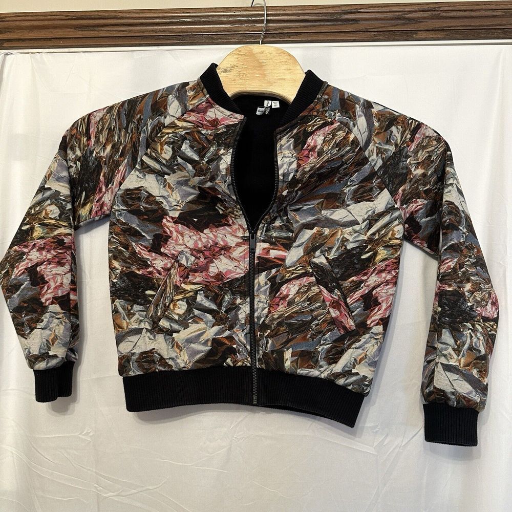 & Other Stories Womens Size 4 Multicolor Full Zip Collarless Bomber Jacket